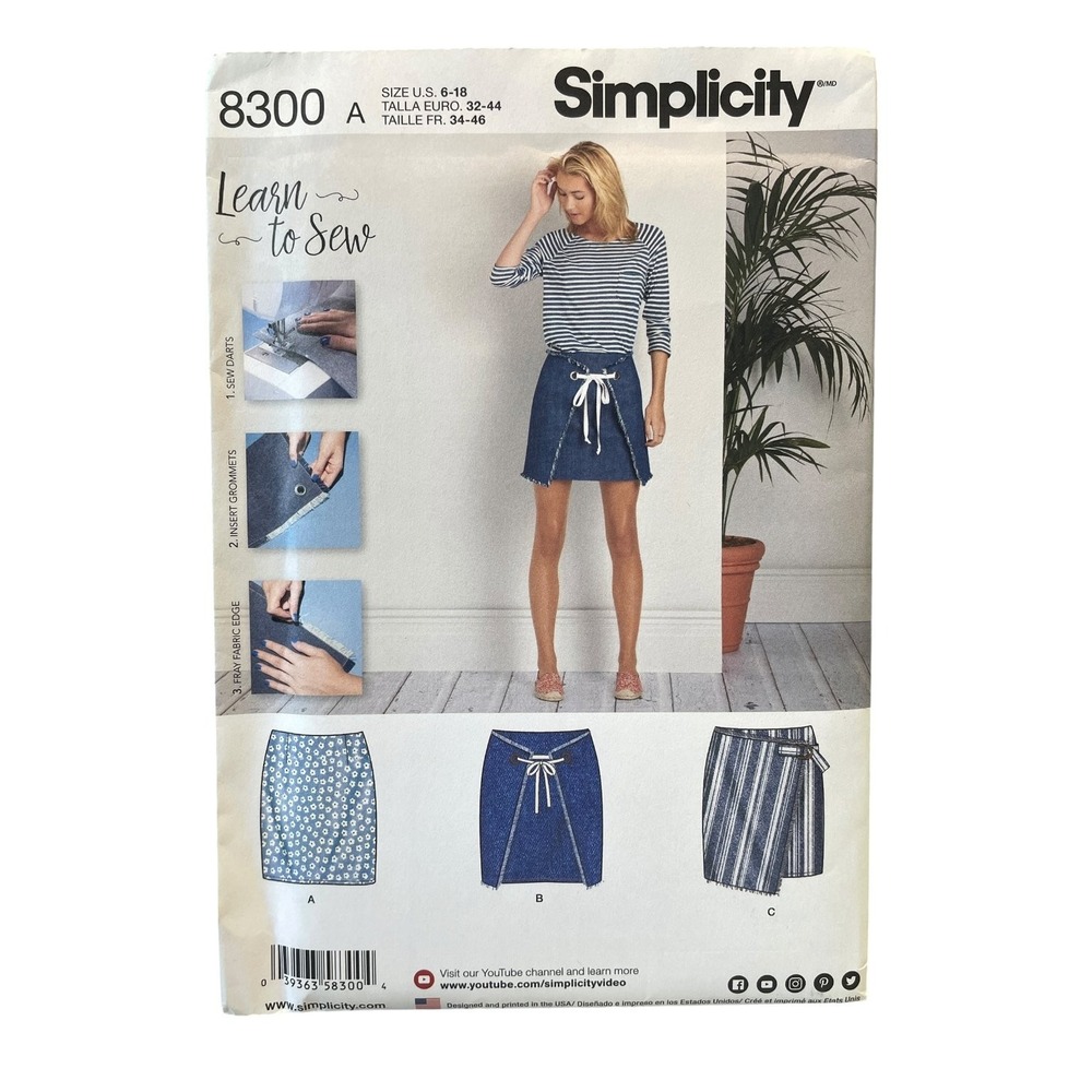 Simplicity 8300 Misses Skirts Learn to Sew Sizes 6-18 Modern Wrap A-Line